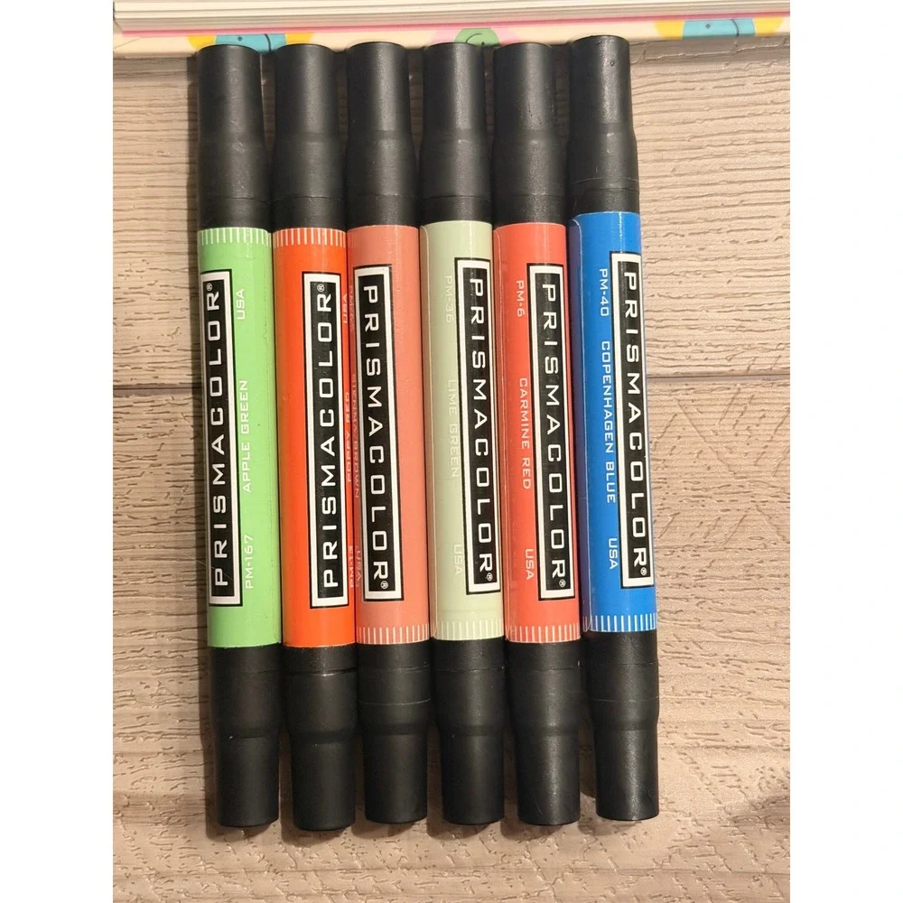 Prismacolor Premier Double Ended Art Markers 6 Piece Set Green Red Blue Brown